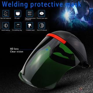 Face Shield Full Face Grinding Shield Flip Front Shade UV Face Shield Anti-Fog Window with Ratchet Headgear