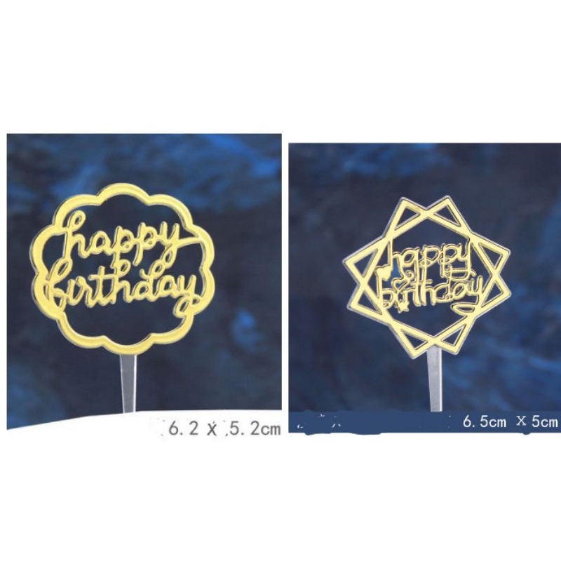 ป้ายท็อปเปอร์ ป้ายปักเค้ก Happy Birthday แพ็คละ 10 ชิ้น