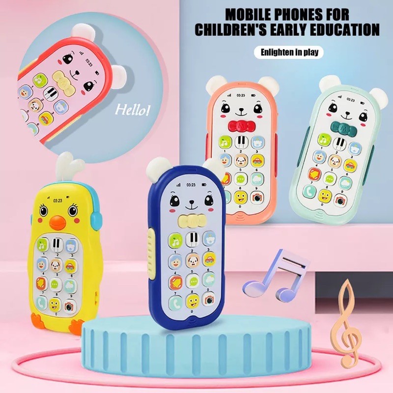 ☎️โทรศัพท์ของเล่น มือถือเด็กของเล่น โค้งมนปลอดภัย มีเพลง มีไฟ มีหมวดเรียนรู้เพียบ BB-D-3049/BB-B-3043
