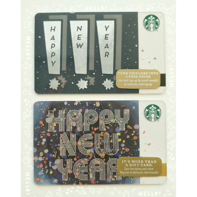 Starbucks US Card บัตรสตาร์บัคส์ อเมริกา บัตรสะสม "Happy New Year"