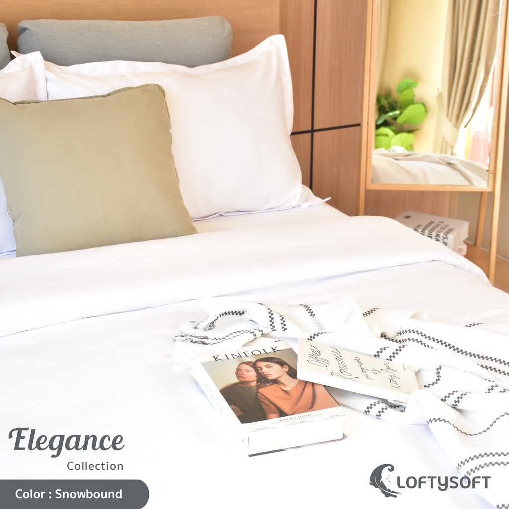 LOFTYSOFT ชุดผ้าปูที่นอน 6ฟุต KING, 5ฟุต QUEEN, 3.5ฟุต SINGLE Cotton Silk 550เส้นด้าย Elegance Collection - Snowbound