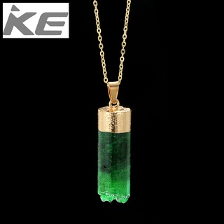 Jewelry Cylinder Stone Necklace Fractured Gradient Cube Natural Stone Pendant Necklace for gir