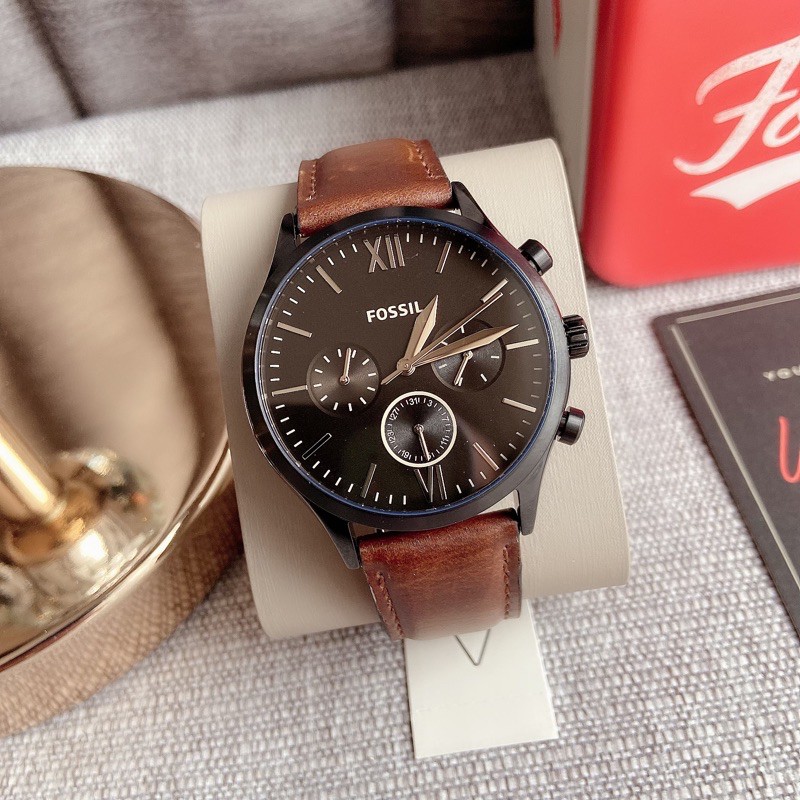 🔥⭐️ผ่อน0%~แท้100% นาฬิกาข้อมือ ของแท้  FOSSIL Fenmore Midsize Multifunction Brown Leather Watch BQ2453