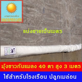 มุ้งขาว โรงเรือน กันเพลี้ย 40 ตา ความสูง 3 เมตร ผสมสารป้องกัน UV  แบ่งขายเป็นเมตร