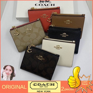 [จัดส่งฟรี] Coach 78002 กระเป๋าสตางค์หนัง ใบสั้น มีซิป สําหรับผู้หญิง