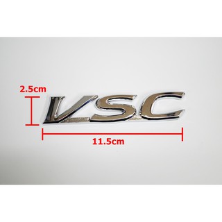 ป้ายโลโก้พลาสติกโครเมี่ยม VSC ขนาด11.5x2.5cm ติดท้ายสำหรับ Toyota ด้านหลังติดเทปกาวสองหน้า