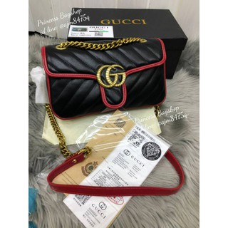 cirillastore กระเป๋าสะพายข้างมาม่อน10"(สีดำขอบแดง)ครบกล่อง