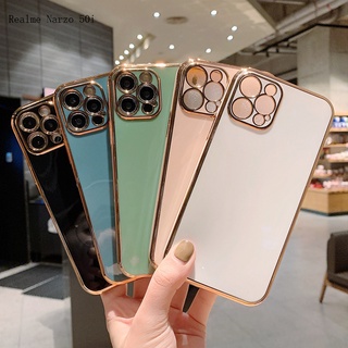 Realme 5 7I 7 6 Narzo 50I 50A 5S 5I 20 Pro เคสเรียวมี สำหรับ Case 6D Electroplated Straight Edge เคส เคสโทรศัพท์ เคสมือถือ เคสนิ่ม เคสซิลิโคน