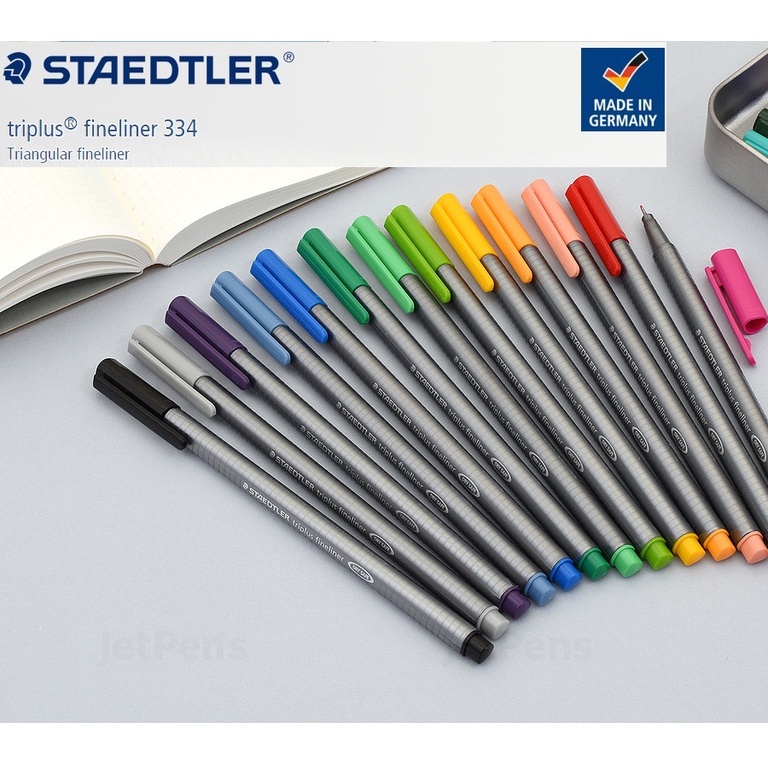 ปากกาสีหัวเข็ม Staedtler Triplus Fineliner No.334 ขนาด 0.3 มม.สีน้ำเงิน แดง ดำ ปากกาหัวเข็ม