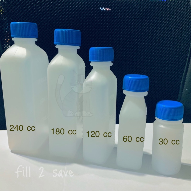 (แพ็คละ 10 ใบ) ขวดพลาสติกบรรจุของเหลว  30cc , 60cc ,120cc , 180cc ,240 cc คละสี