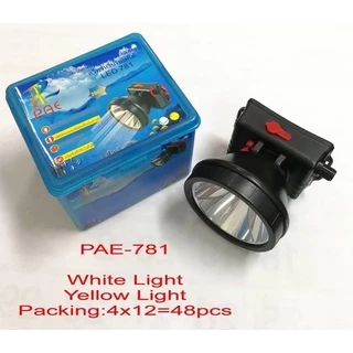 ไฟฉายคาดหัว กันน้ำ PAE LED 781 ขนาดไฟ 200W ไฟฉายคาดหัวกันน้ำได้ ไฟฉายคาดหน้าผาก ไฟฉายคาดศีรษะ PAE781 แสงสีเขาว/หลือง