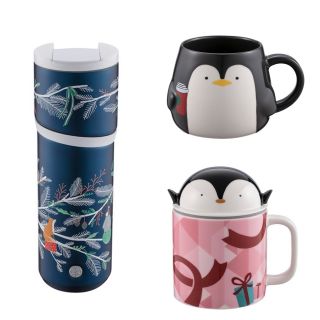 Starbucks Christmas Holiday Penguin Ceramic Mug 12 oz สตาร์บัค​ แก้ว​ เซรามิค​ แพนกวิน