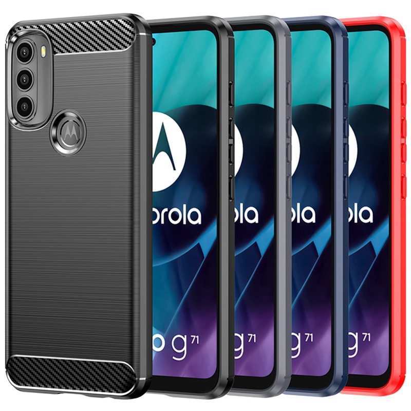 สําหรับ Motorola Moto G71 G51 G41 G31 G200 G100 G60S G60 G30 G20 G10 G50 5G เกราะกันกระแทกคาร์บอนไฟเบอร์ Hybrid แปรง TPU กรณี