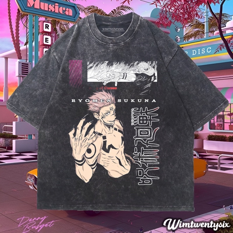 JUJUTSU KAISEN SUKUNA REVERSE CURSED WASHING VINTAGE TEE (OVERSIZE WASHED T-SHIRT)
