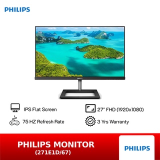 Philips Monitor 27 นิ้ว รุ่น 271E1D/67 จอคอมพิวเตอร์ IPS FHD 75Hz (ประกัน 3 ปี On-Site)