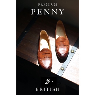 British รองเท้าหนัง รุ่น Full strap penny loafer(Brown) พ่นสีหัวและท้ายเทคนิคพิเศษ