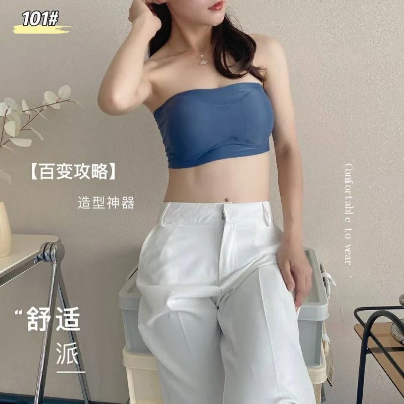 สปอร์ตบราเกาะอกไร้ขอบไร้โครงผ้านิ่มลื่น2ตะขอหลังฟองน้ำถอดได้อก32-40 thumbnail 7
