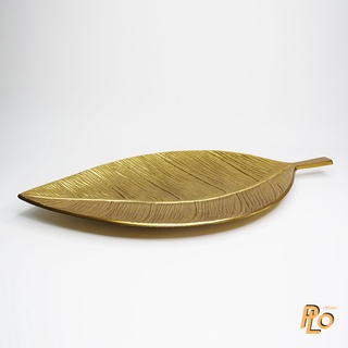 Philos Tray Leave Large | ถาดทรงใบไม้อลูมิเนียมเคลือบทองเหลื่องขนาดใหญ่ : TR1711