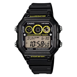 Casio นาฬิกาข้อมือผู้ชาย สีดำ สายเรซิ่น รุ่น AE-1300WH,AE-1300WH-1A,AE-1300WH-1AVDF