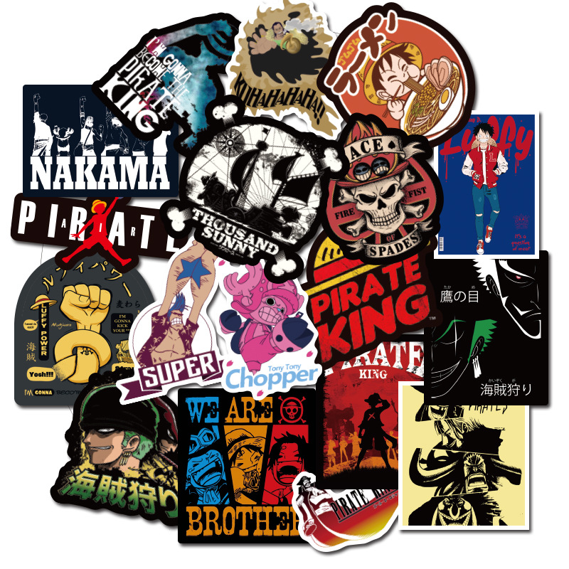 100 ชิ้น One Piece หมวกฟางลูกเรืออะนิเมะสติกเกอร์กันน้ํา PVC