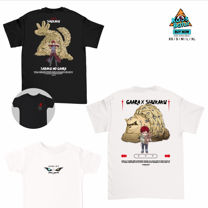 Gilan T Shirt Kaos Baju Distro Anak Gambar Anime Naruto Gaara X Shukaku Chib