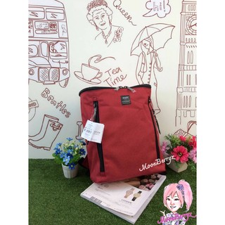 ANELLO กระเป๋าเป้ แบรนด์ Large Backpack ของแท้ สีแดง