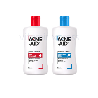 ((โค้ดลด 100.-)) Acne aid cleanser 100ml แอคเน่เอด สิว แพ้ง่าย acneaid acne-aid สีฟ้า สีแดง แอคเน่เอด คลีนเซอร์ ผิวมัน