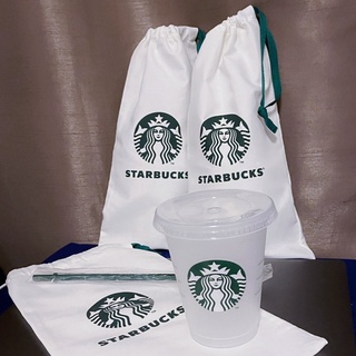 แก้วรียูสสตาร์บัค ฟรีถุงผ้าใส่แก้ว Starbucks Reusable แก้วโดยอง หลอดของแท้