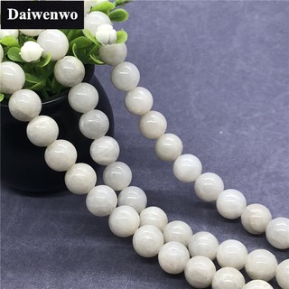 ลูกปัดหยกธรรมชาติ ขนาด 6 มม. 12 มม. สีเหลืองครีม DIY