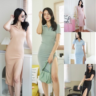 Basic Polo Maxi Dress เดรสยาวคอปก ผ้ายืดสีสวย