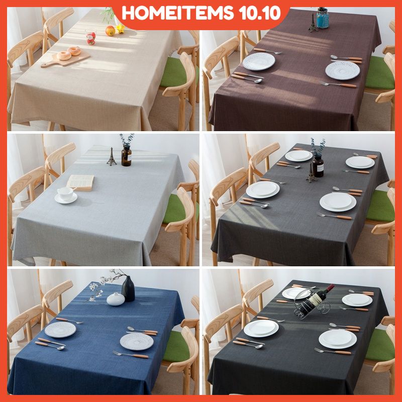 Cotton and linen waterproof tablecloth linen plain plain Japanese
