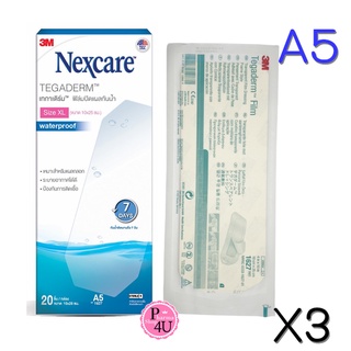 (ชุด3ชิ้น ราคาพิเศษ) 3M NEXCARE TEGADERM (A5) ฟิล์มปิดแผลกันน้ำ 10x25ซม.ติดทนนาน7วัน นำเข้าจากอเมริกา #9849*3