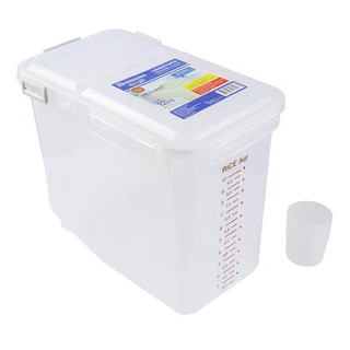 ถังข้าวสารพลาสติก JCP 12 กก. สีขาว ที่ใส่อาหาร Kitchen Food Containers