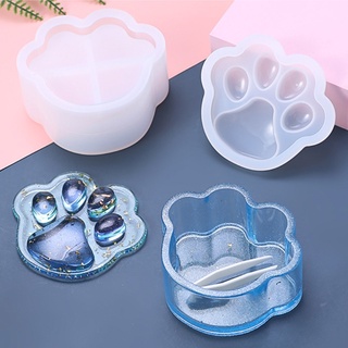 SIY  1 Set 3D Paw Cat Dog Animals Shiny Silicone Mold for Epoxy Resin Crafts