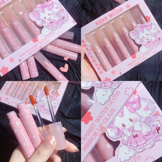 Kekemood ชุดลิปสติก ลิปกลอส ซากุระ กระต่าย ให้ความชุ่มชื้น 6 ชิ้น ต่อชุด