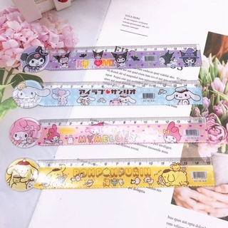 Sanrio 15 ซม. ไม้บรรทัดสายคลื่น 15 ซม. ไม้บรรทัดตรง 15 ซม. นักเรียนเทปวัดไม้บรรทัดการ์ตูนนักเรียนเครื่องเขียน