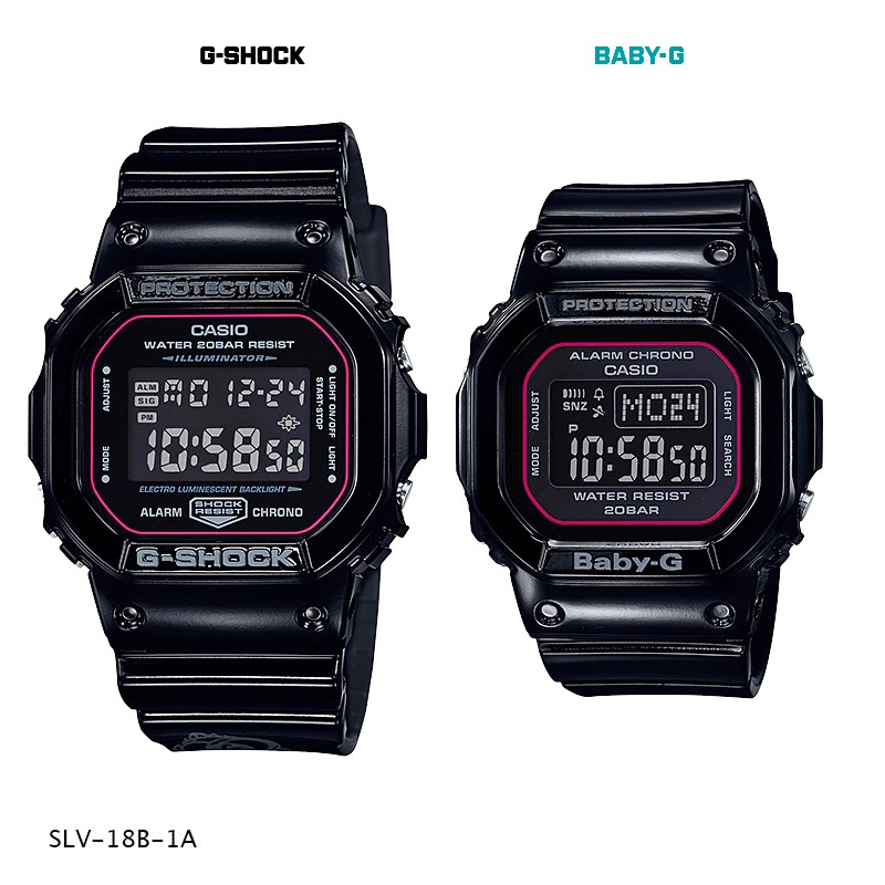 Casio G-Shock - BABY-G นาฬิกาข้อมือคู่ผู้ชายผู้หญิง สายสเรซิ่น รุ่น SLV-18B-1A G-SHOCK x Baby-G LIMI