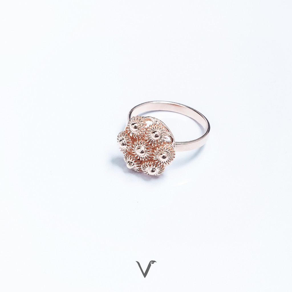 V by Sritavie แหวนพิกุลกระดุม สีพิงค์โกล์(Pink gold)