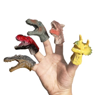 5pcs Dinosaur Finger Puppet Kids Toy Dinosaur Head Soft Gum Toy Set Kids Gift