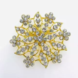Vintage Jewelry เข็มกลัด 6cm ลายดอกไม้ แฟชั่น คลาสสิก เข็มกลัดเพชร ดอกไม้ สิทอง 1pcs