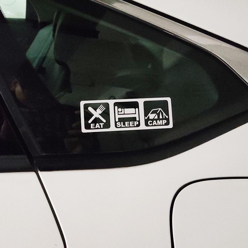 ดี1 ดี1.P-A438 Hollow สติกเกอร์รถกิน Sleeping Camping Lattice สติกเกอร์รถ Camper สติกเกอร์ EAT SLEEP
