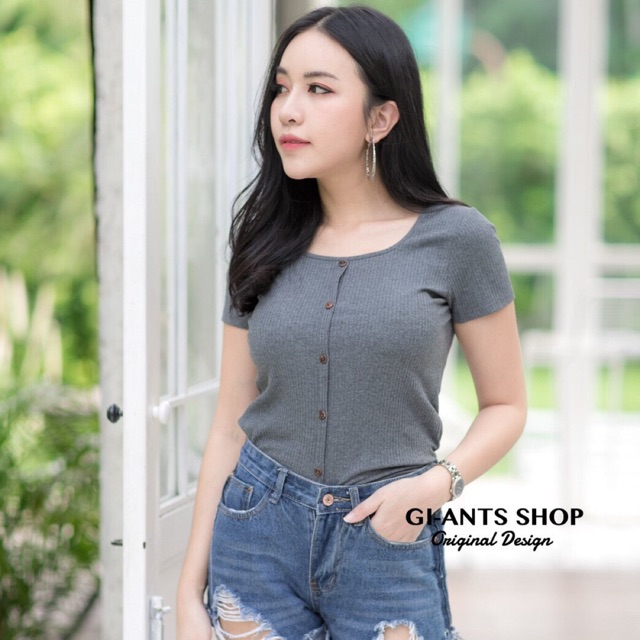 GI-ANTS✨เสื้อคอยูกระดุมผ่าหน้าแขนสั้น ผ้าร่องใหญ่ CARDIGAN_NISTA (GIA1C)