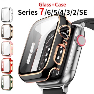 Serie 7 6 5 4 3 2 SE กระจก + เคส สําหรับ Apple Watch Case 41 มม. 45 มม. 38 มม. 40 มม. 42 มม. 44 มม. + ตัวป้องกันหน้าจอ iWatch