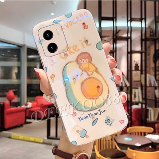 เคสโทรศัพท์มือถือนิ่ม ปิดด้านหลัง ลายการ์ตูนอะโวคาโด พีช ประดับกลิตเตอร์ พลอยเทียม วิบวับ สําหรับ VIVO T1 T1X Pro Y01 Y76 Y73 Y33T Y33S Y21T Y21A Y21 Y21S Y15S Y15A V23E V23 5G 4G