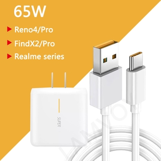 65W Supervooc 2.0 Fast Charger สำหรับ OPPO Find X2 Pro Reno 5 5G 3 4 Pro Ace 2 X20 X2 Realme X50 Pro RX17 Pro สาย USB Type-C