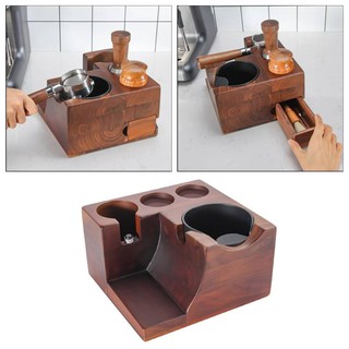 ถังเคาะกาก ถังเคาะกากกาแฟ 3IN1 ที่เคาะกากกาแฟ ไม้วอลนัท Set Coffee Tamper And Knock Box -สินค้ามีพร้อมส่ง-