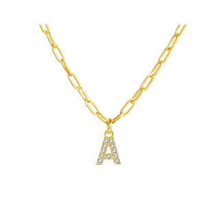 Vnox สร้อยคอทองคำ ประดับจี้ตัวอักษร A-Z 26 แบบ ของขวัญสำหรับผู้หญิง