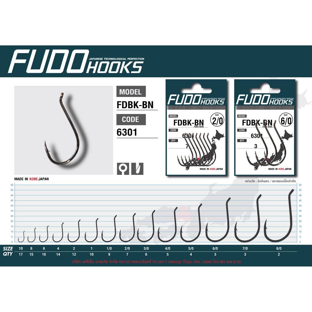 [ส่งฟรี] FUDO HOOKS ตัวเบ็ด เหยื่อสด FDBK-BN 6301 ทรง fudo beak ตูดห่วง