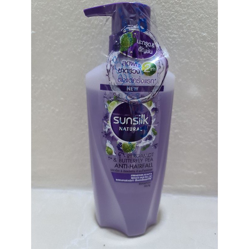 Sunsilk natural bergamot&butterfly pea anti-hairfall แชมพูซันซิลอัญชันและมะกรูด ลดอาการผมร่วง