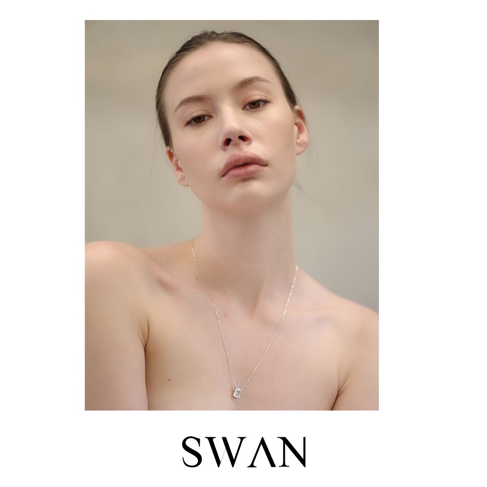 Swan قلادة فضة حقيقية رفيعة بدلاية زركون — صورة 5